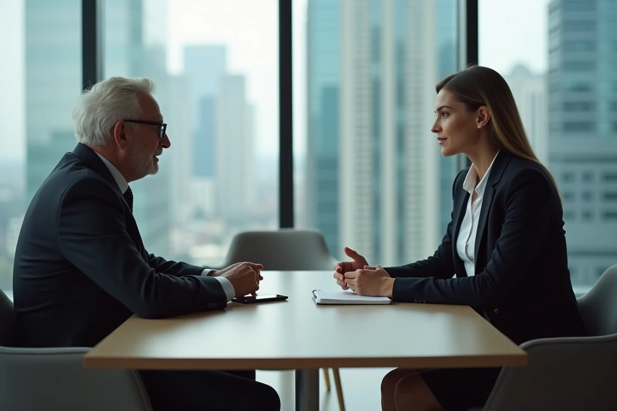 Jeune avocate présente des structures de frais à un client